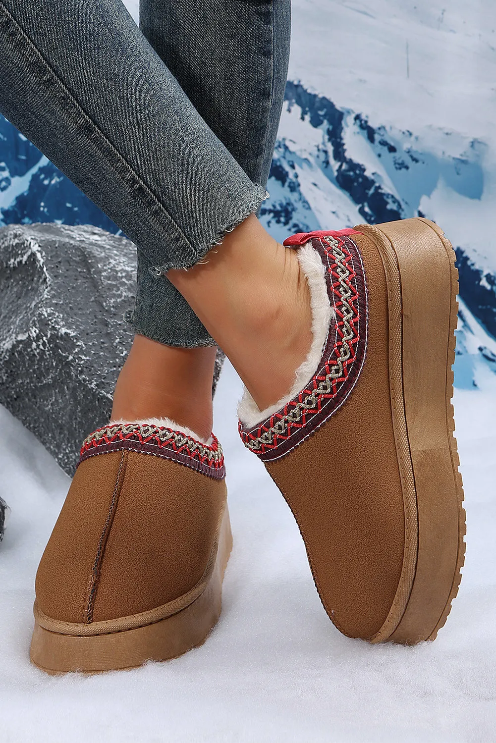 Chestnut Contrast Print Suede Plush Lined Snow Boots sold by Beagle Boutique product image thumbnail 2