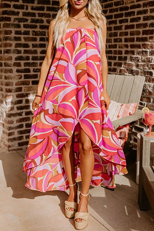 Rose Floral High Low Bandeau Vacay Dress sold by Beagle Boutique