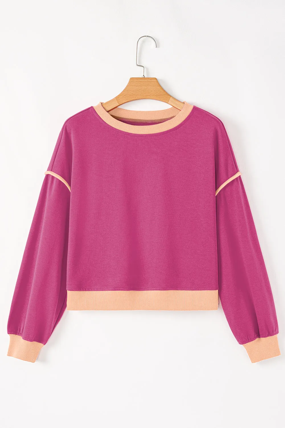 Rose Red Color Contrast Loose Pullover and Lace-up Waist Skort Set sold by Beagle Boutique product image thumbnail 4