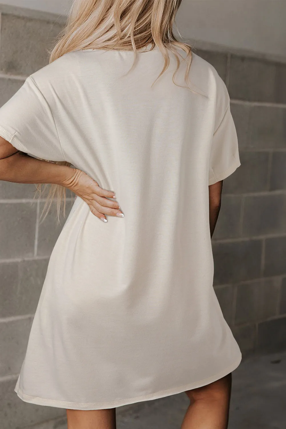 White Floral Peace Sign Graphic T Shirt Dress sold by Beagle Boutique product image thumbnail 2