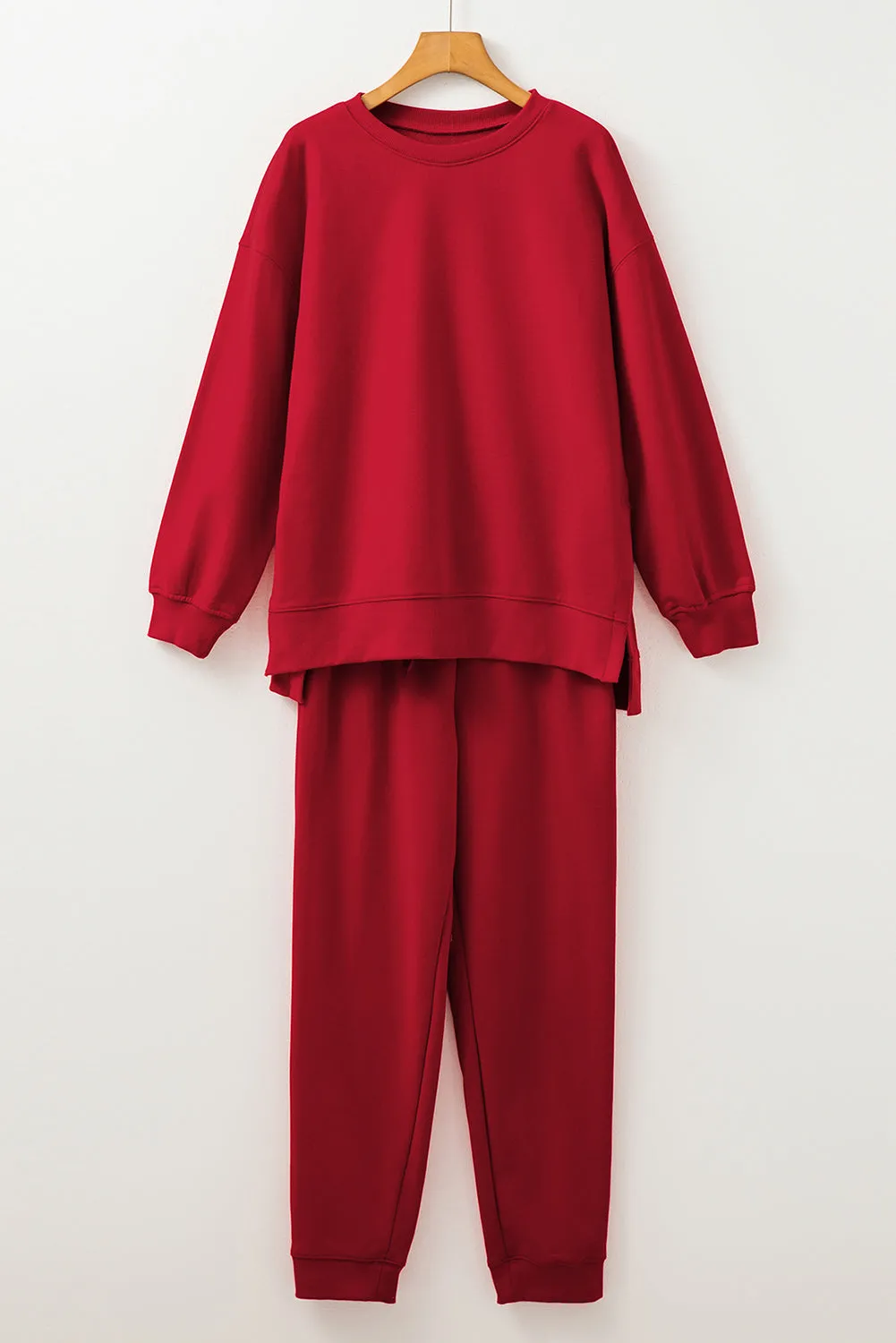 Racing Red Solid Colour High Low Pullover and Skinny Trousers Set sold by Beagle Boutique product image thumbnail 4