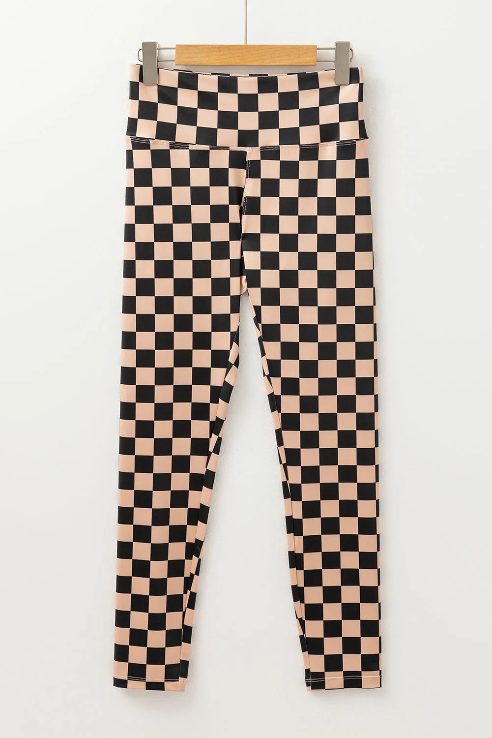 Khaki Checkered Pattern High Waist Skinny Leggings sold by Beagle Boutique product image thumbnail 4