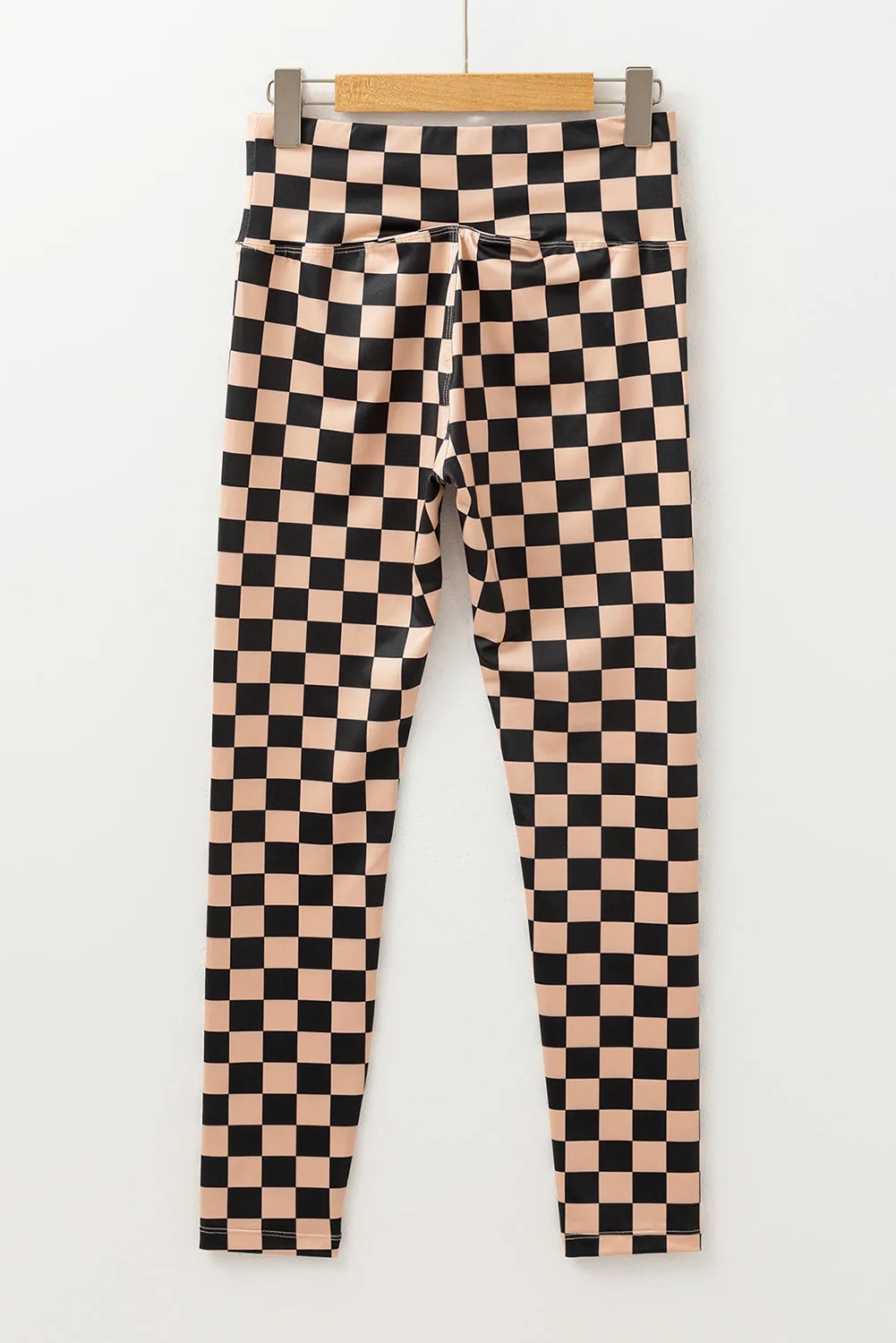 Khaki Checkered Pattern High Waist Skinny Leggings sold by Beagle Boutique product image thumbnail 5