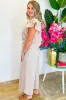 Apricot Textured Ruffled Sleeve Zipped Top and Wide Leg Trousers Set sold by Beagle Boutique