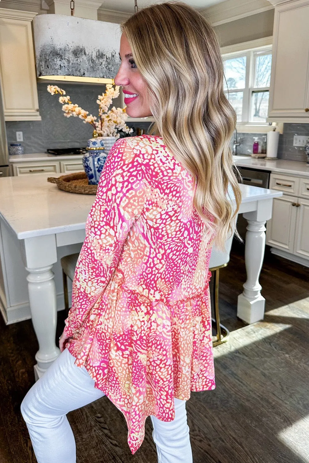 Rose Classic Leopard Print Handkerchief Hem Tunic Top sold by Beagle Boutique product image thumbnail 2