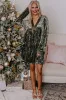 Jungle Green Velvet Long Sleeve V Neck Loose Dress with Pockets sold by Beagle Boutique