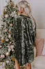Jungle Green Velvet Long Sleeve V Neck Loose Dress with Pockets sold by Beagle Boutique