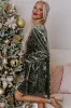 Jungle Green Velvet Long Sleeve V Neck Loose Dress with Pockets sold by Beagle Boutique