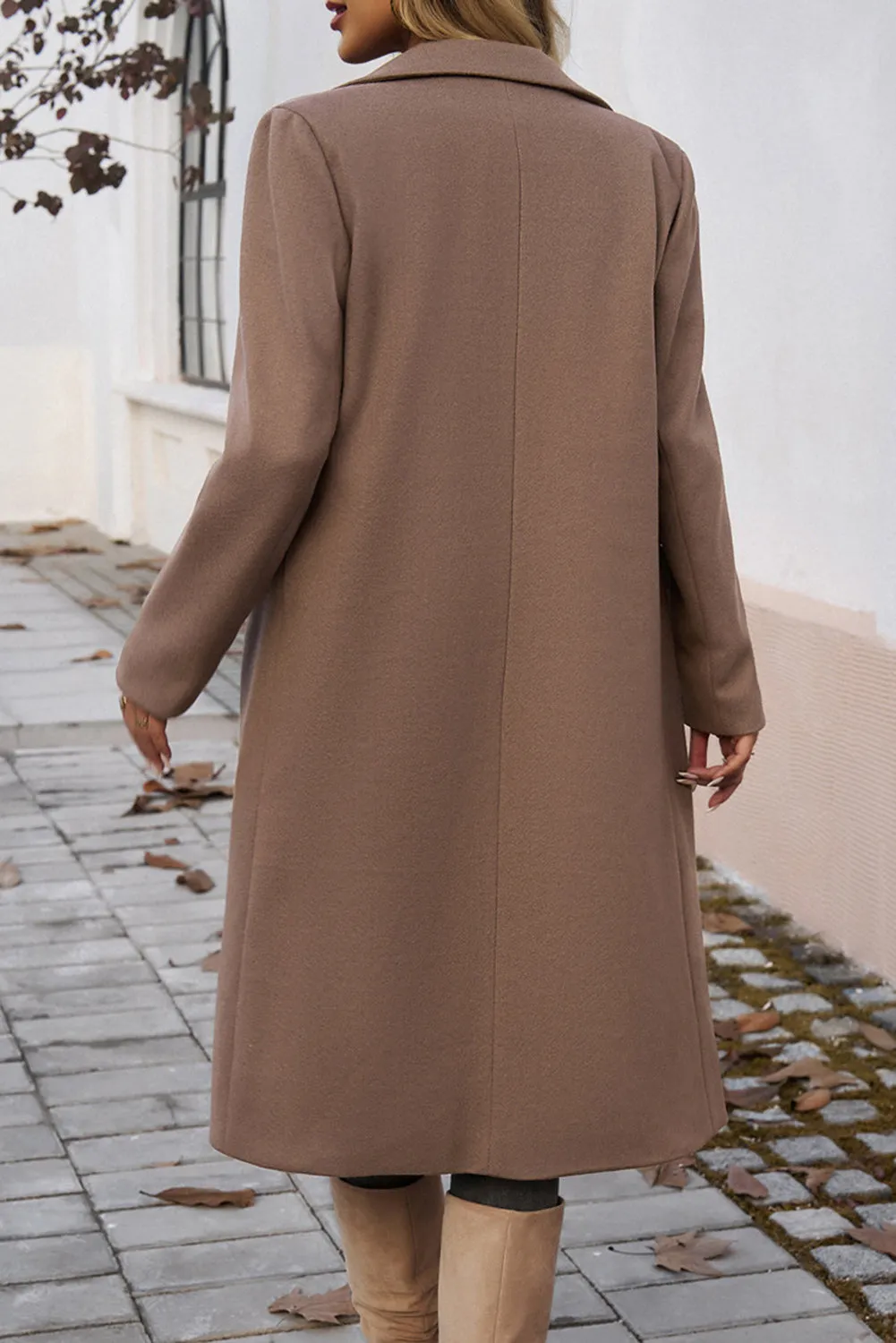 Dark Khaki Single Breasted Lapel Collar Flap Pocketed Overcoat sold by Beagle Boutique product image thumbnail 2