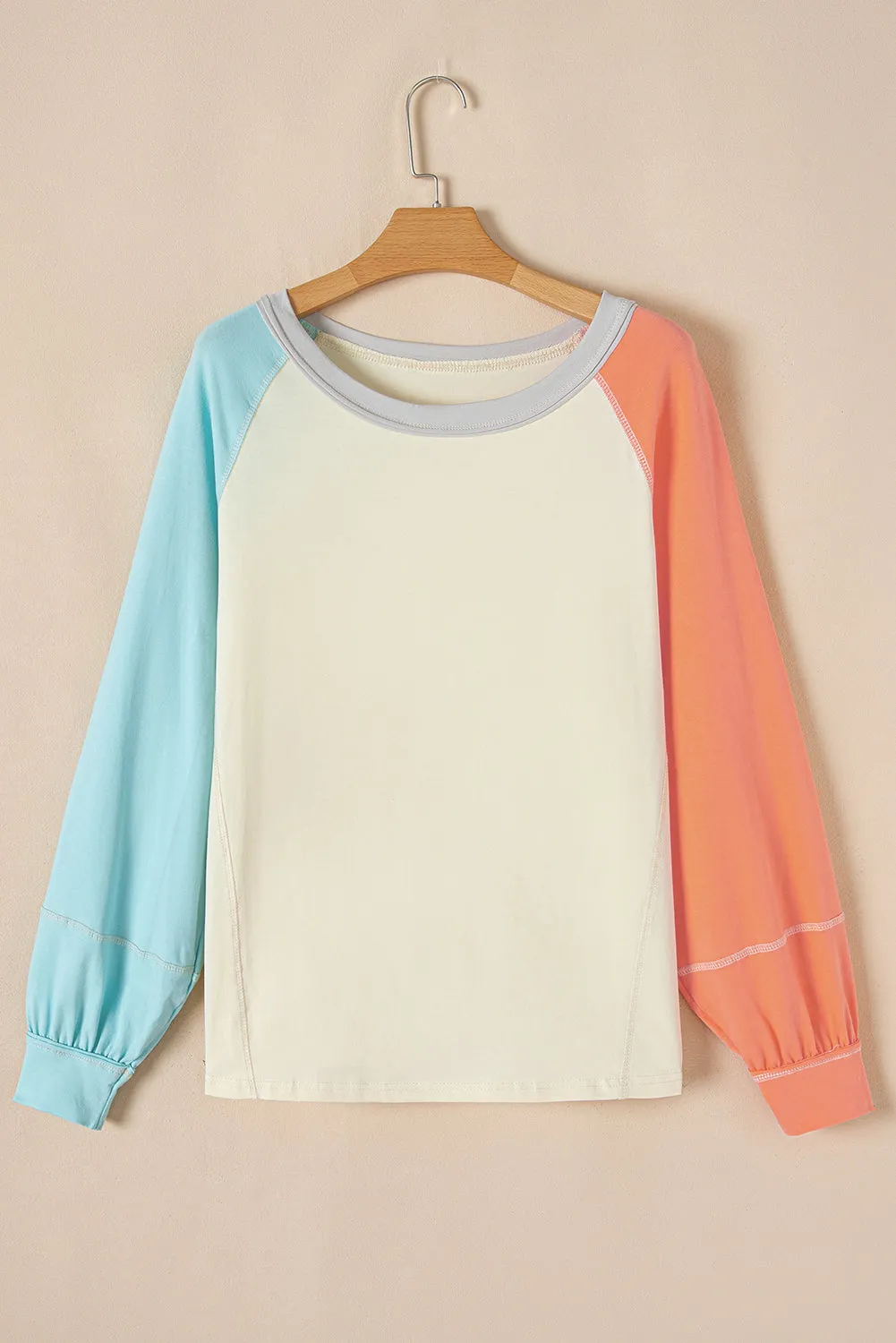 Yellow Cream Colourblock Patchwork Crew Neck Long Sleeve Top sold by Beagle Boutique product image thumbnail 3