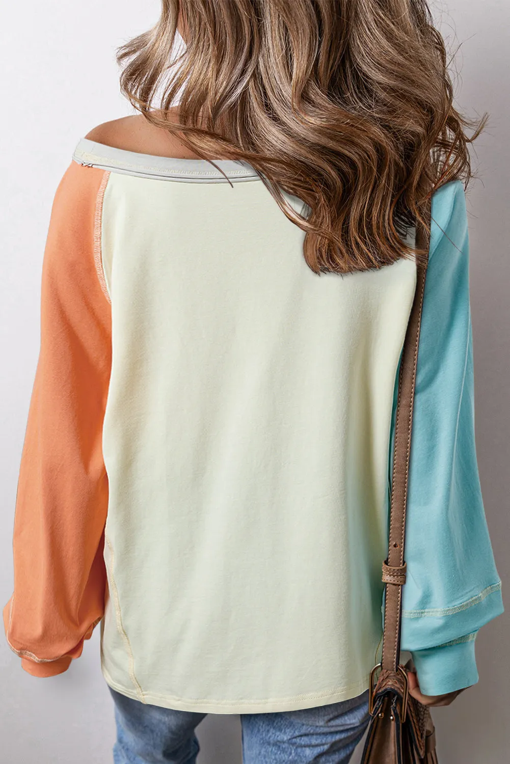 Yellow Cream Colourblock Patchwork Crew Neck Long Sleeve Top sold by Beagle Boutique product image thumbnail 2