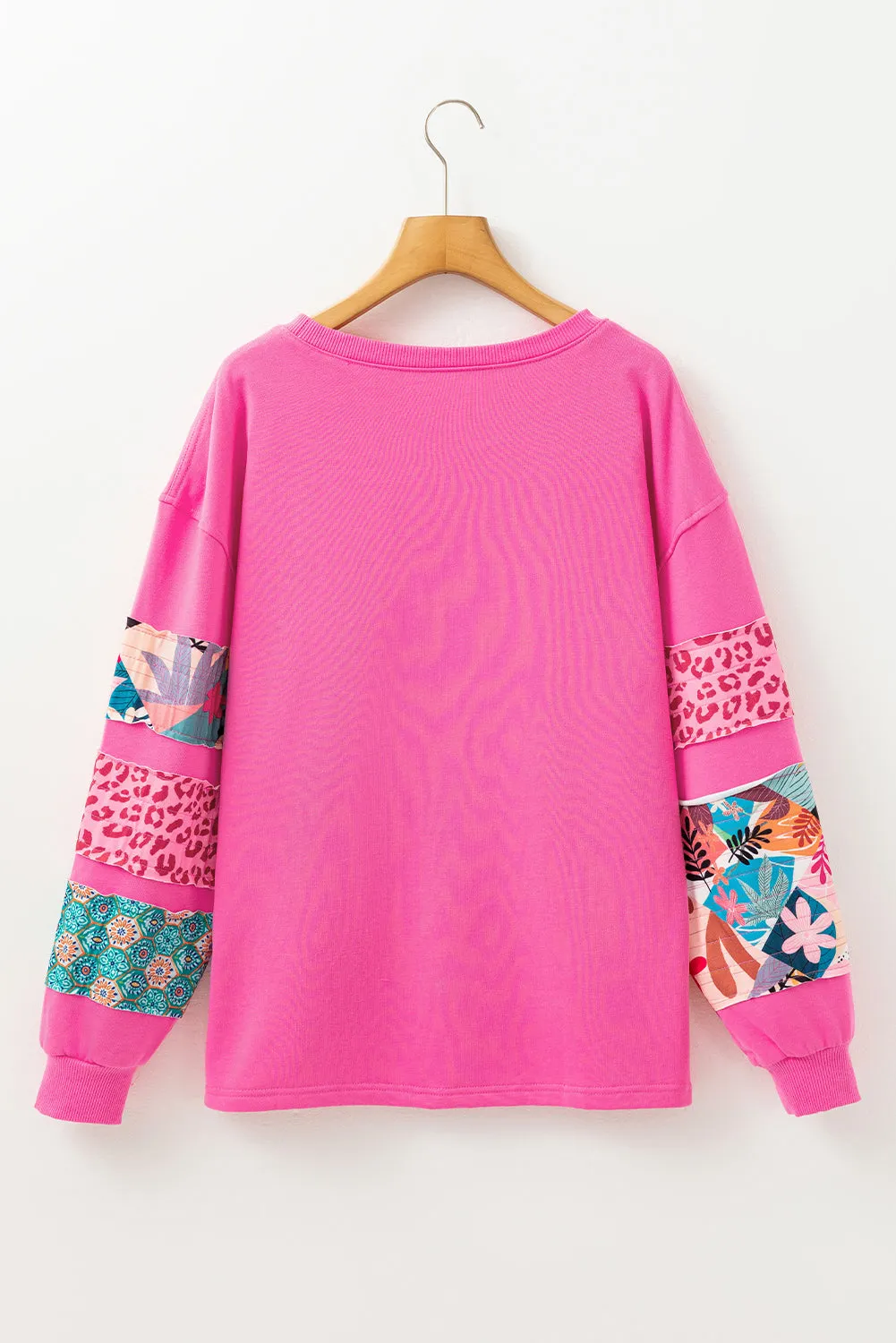 Sachet Pink Mixed Print Patch Drop Shoulder Pullover Top sold by Beagle Boutique product image thumbnail 5