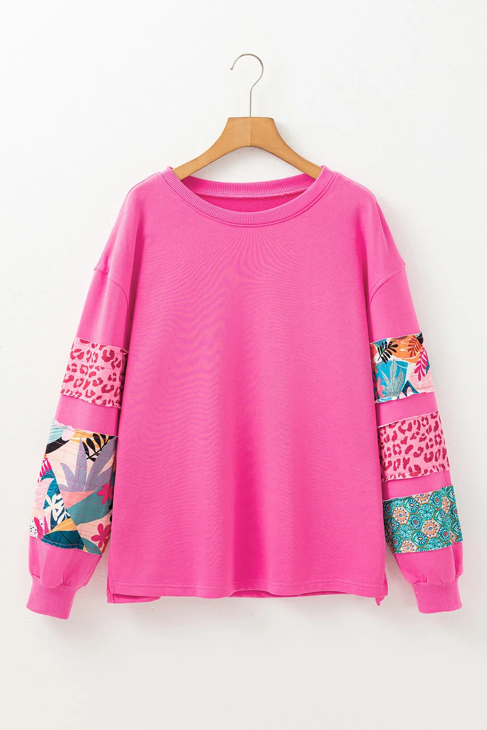 Sachet Pink Mixed Print Patch Drop Shoulder Pullover Top sold by Beagle Boutique product image thumbnail 4