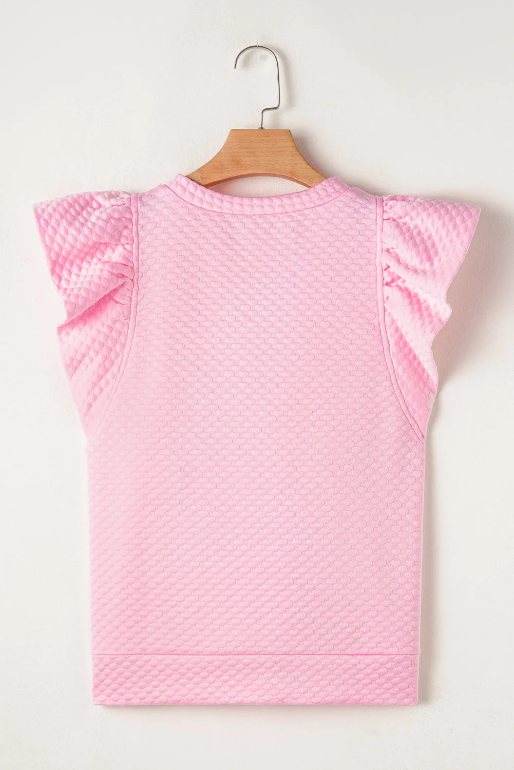 Pink Textured Ruffle Short Sleeve Pullover Top sold by Beagle Boutique product image thumbnail 5
