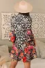 Black Retro Floral Mixed Print Split Neck A-line Dress sold by Beagle Boutique