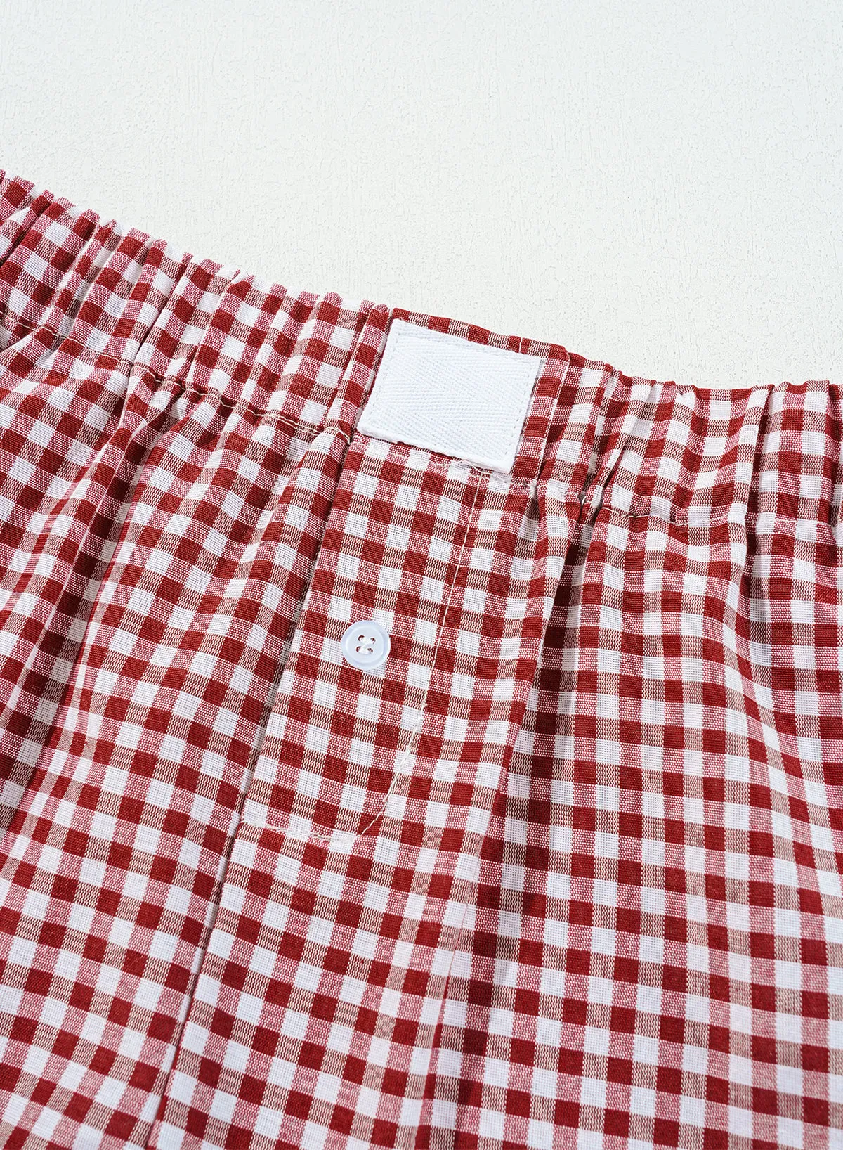 Red Plaid Gingham Printed High Waist Shorts sold by Beagle Boutique product image thumbnail 5