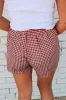 Red Plaid Gingham Printed High Waist Shorts sold by Beagle Boutique