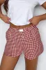 Red Plaid Gingham Printed High Waist Shorts sold by Beagle Boutique