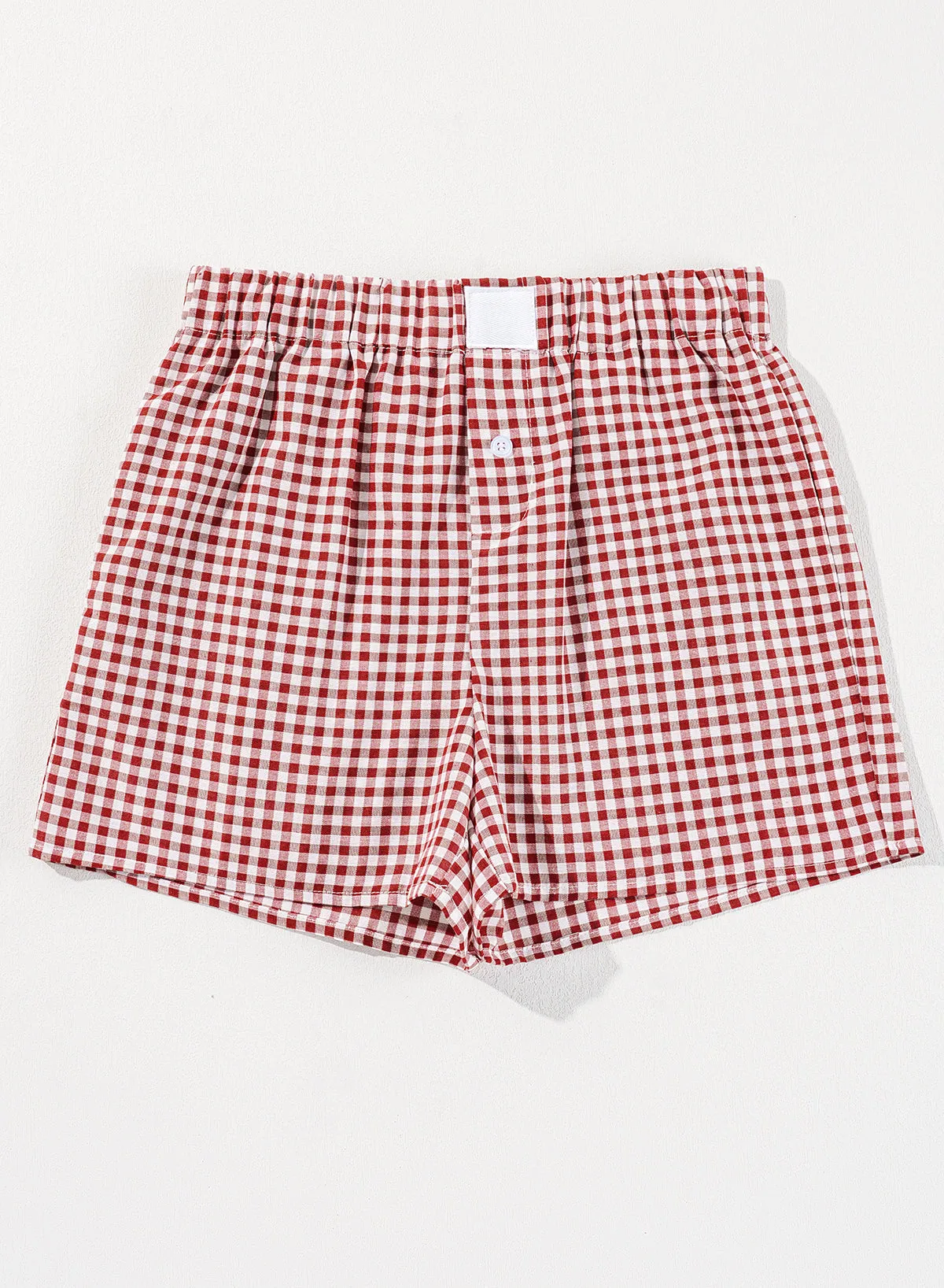 Red Plaid Gingham Printed High Waist Shorts sold by Beagle Boutique product image thumbnail 4