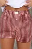 Red Plaid Gingham Printed High Waist Shorts sold by Beagle Boutique