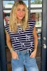 Blue Stripe Knitted Bow Decor Sweater Vest sold by Beagle Boutique