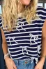 Blue Stripe Knitted Bow Decor Sweater Vest sold by Beagle Boutique