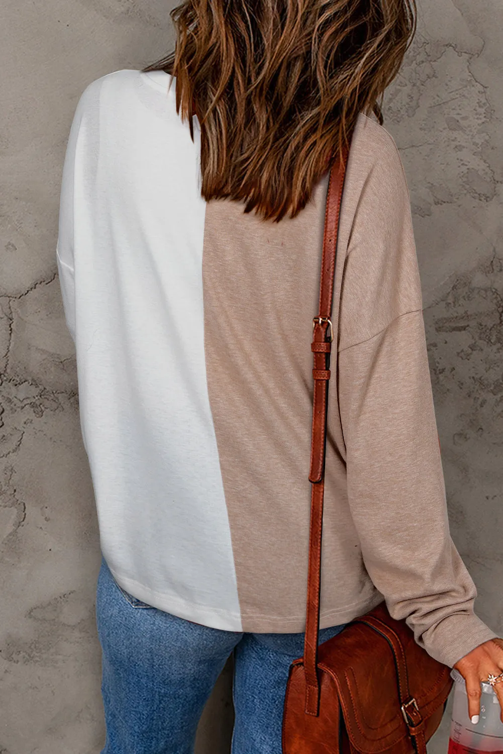 Khaki Colourblock Long Sleeve Crew Neck Top sold by Beagle Boutique product image thumbnail 2