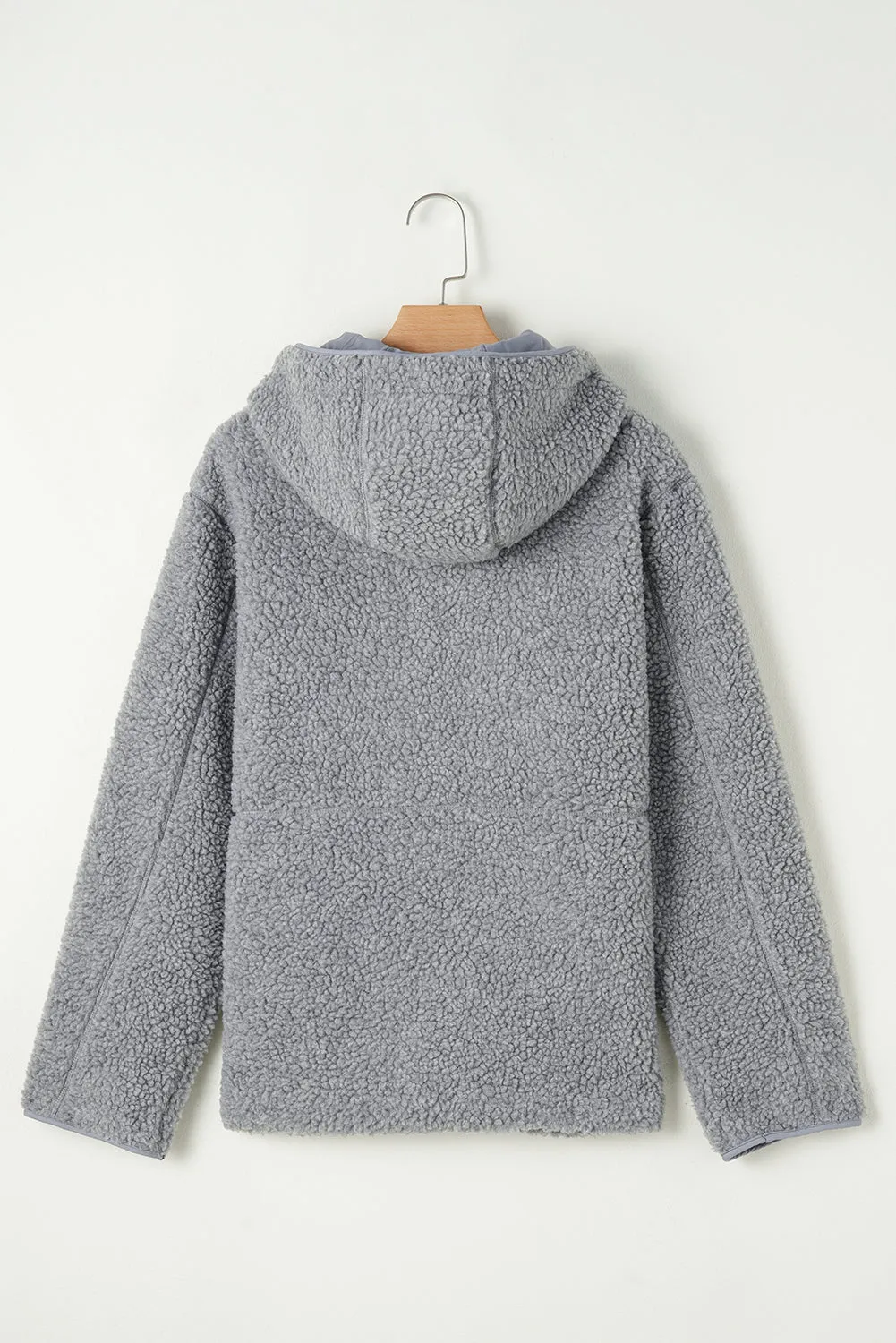 Medium Grey Fleece Zip Up Drawstring Hooded Pocketed Jacket sold by Beagle Boutique product image thumbnail 5
