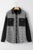 Black Houndstooth Corduroy Patchwork Flap Pocket Shacket sold by Beagle Boutique