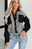 Black Houndstooth Corduroy Patchwork Flap Pocket Shacket sold by Beagle Boutique