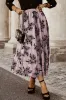 Peach Blossom Floral Leaves Embroidered High Waist Maxi Skirt sold by Beagle Boutique
