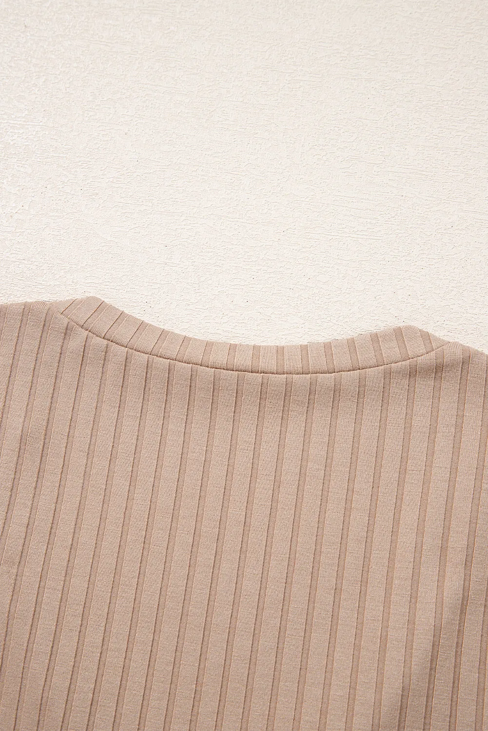 Straw Yellow Ribbed Knit V Neck Long Sleeve Slim Fit Top sold by Beagle Boutique product image thumbnail 5