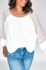 White Striped Bracelet Sleeve Raglan Patchwork Top sold by Beagle Boutique