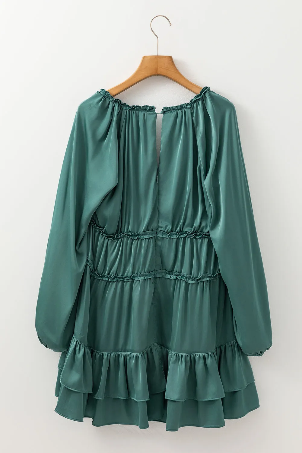 Mist Green Tiered Ruffled Puff Sleeve Loose Fit Mini Dress sold by Beagle Boutique product image thumbnail 5