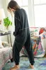 Black Flatlock Seam Detail V Neck Baggy Jumpsuit sold by Beagle Boutique