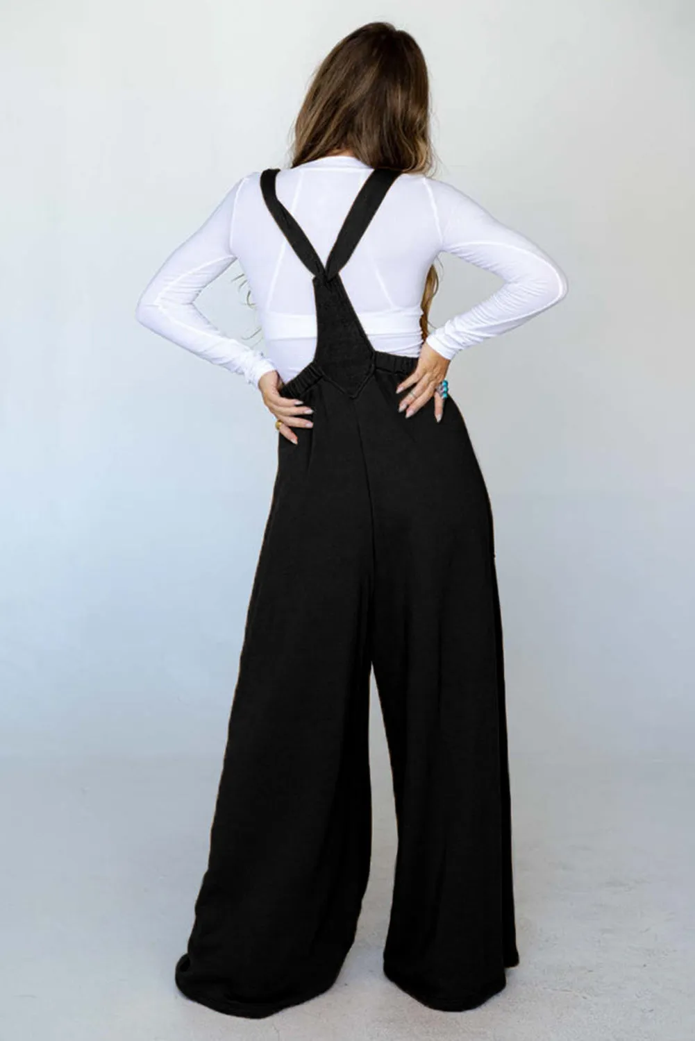 Black Knotted Straps Patch Pocket Wide Leg Jumpsuit sold by Beagle Boutique product image thumbnail 2