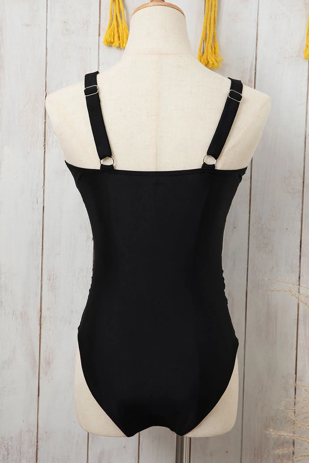 Brown Leopard Mesh Insert V Neck High Waist Monokini sold by Beagle Boutique product image thumbnail 3