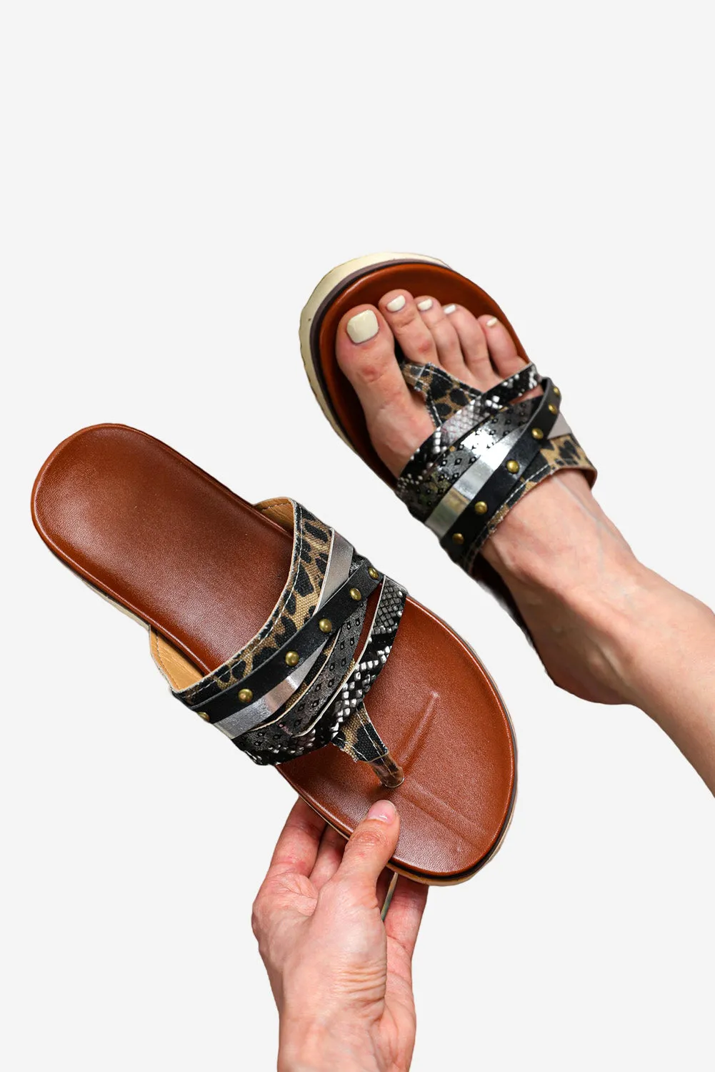 Leopard Studded Animal Print Flip Flop Sandals sold by Beagle Boutique product image thumbnail 3