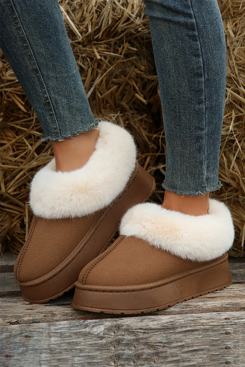 Chestnut Plush Suede Trim Thick Sole Flat Slippers sold by Beagle Boutique product image thumbnail 2