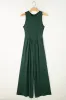 Blackish Green Cinched Waist Sleeveless Wide Leg Jumpsuit sold by Beagle Boutique