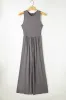 Blackish Green Cinched Waist Sleeveless Wide Leg Jumpsuit sold by Beagle Boutique