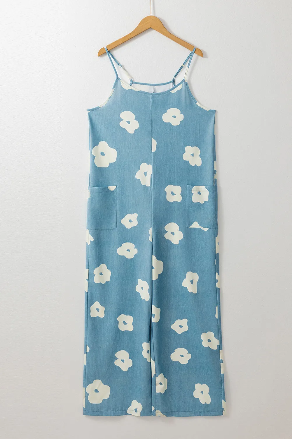 Blue Flower Wide Leg Loose Jumpsuit sold by Beagle Boutique product image thumbnail 3