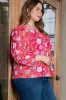 Pink Plus Size Square Neck Floral Blouse sold by Beagle Boutique