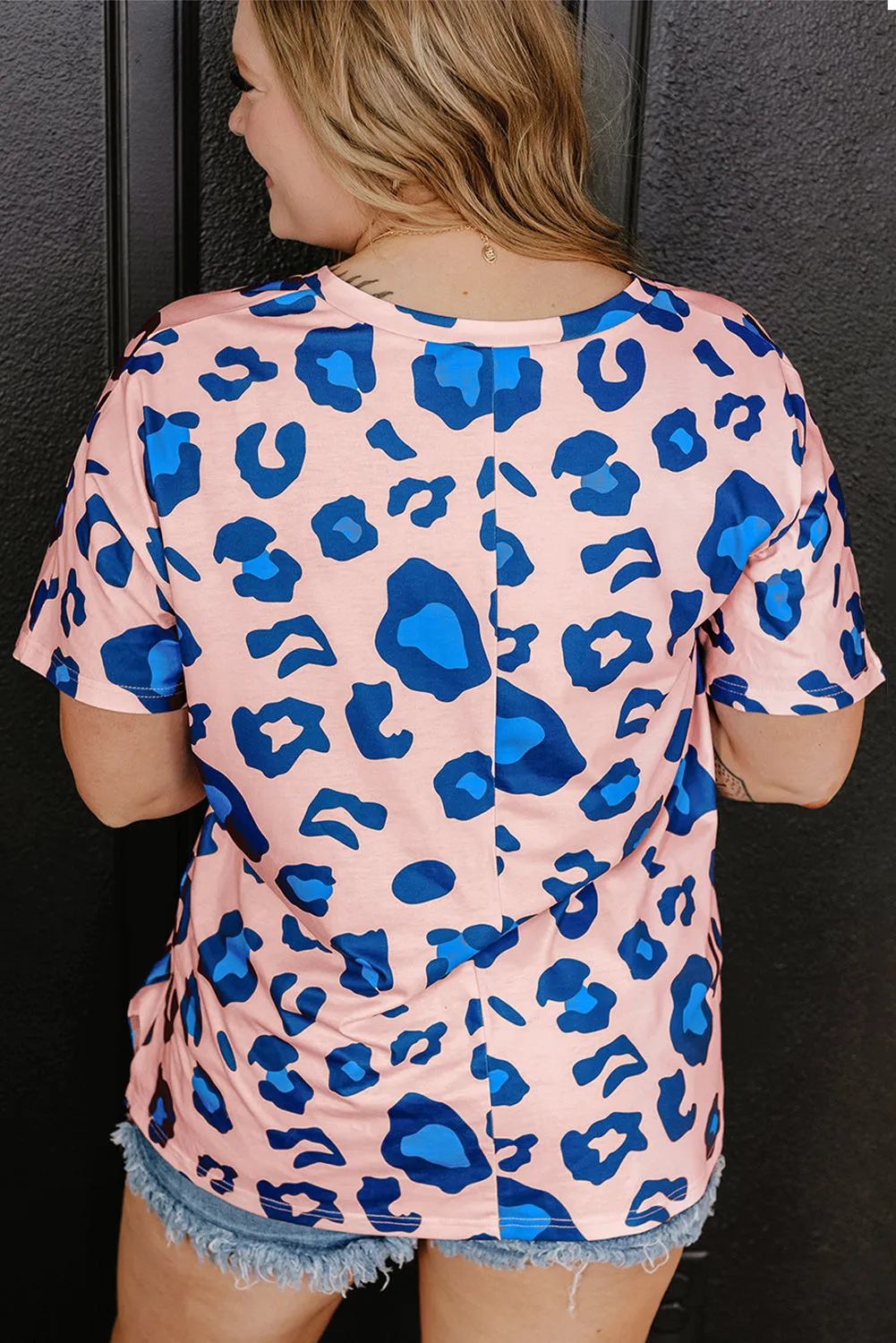 Rose Leopard Print V Neck Plus Size Tee sold by Beagle Boutique product image thumbnail 5