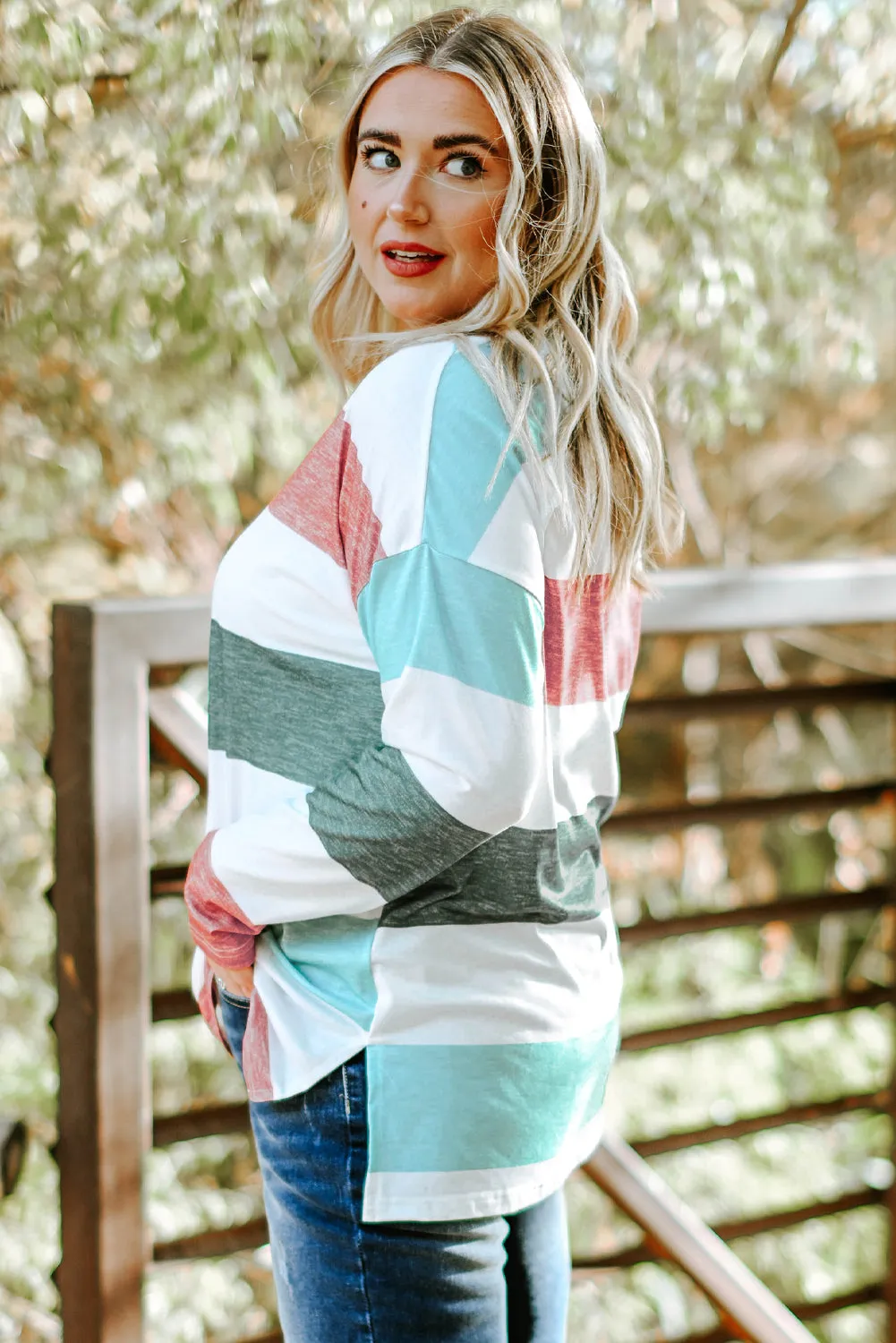 Green Plus Size Colourblock Pullover Top sold by Beagle Boutique product image thumbnail 3