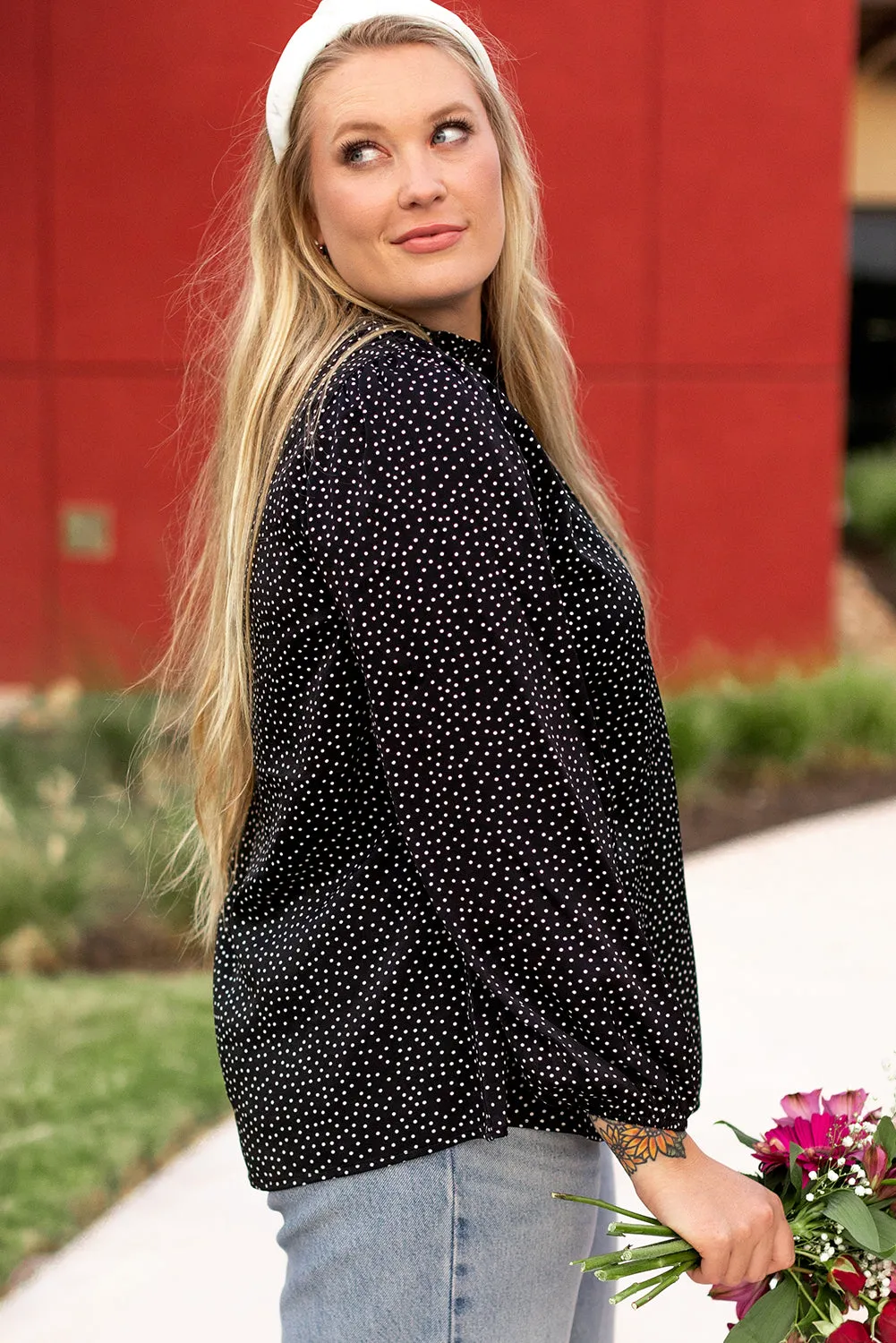 Black Plus Size Leopard Print Notch V Neck Blouse sold by Beagle Boutique product image thumbnail 3