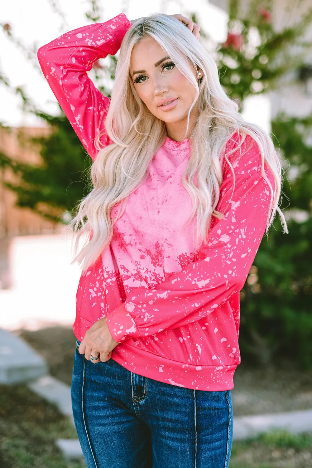 Rose Tie Dye Long Sleeve Pullover Sweatshirt sold by Beagle Boutique product image thumbnail 3
