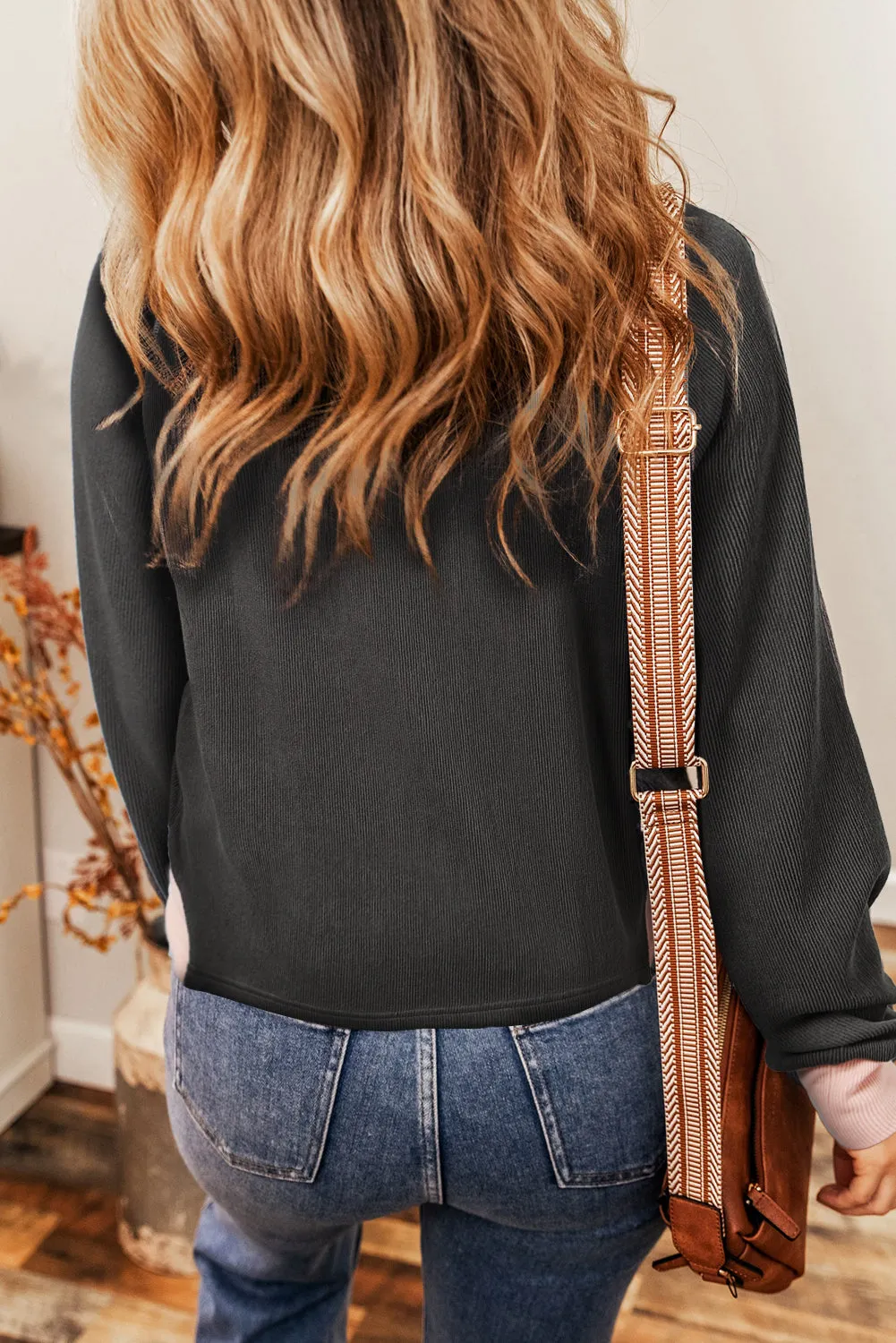 Carbon Grey Textured Contrast Stitching Henley Top sold by Beagle Boutique product image thumbnail 2