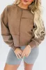 Coffee Solid Exposed Seam Pullover Sweatshirt sold by Beagle Boutique