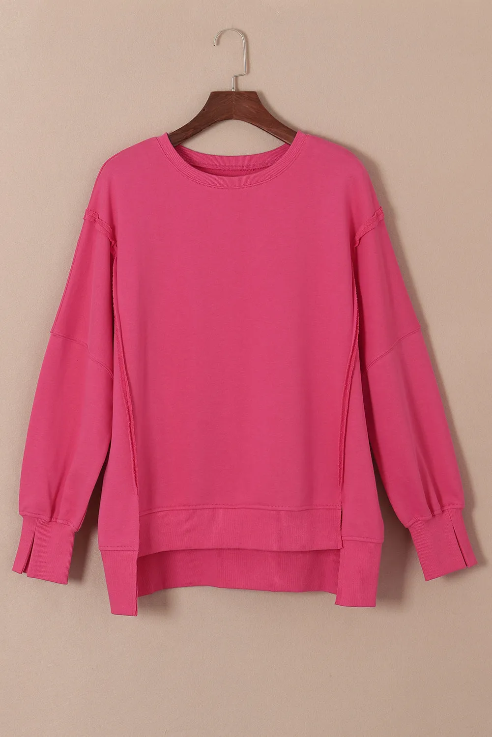 Exposed Seam Drop Shoulder Slit High Low Hem Sweatshirt sold by Beagle Boutique product image thumbnail 3